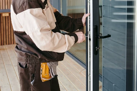 Cleaning And Polishing Glass Door Installation in Northwest Calgary